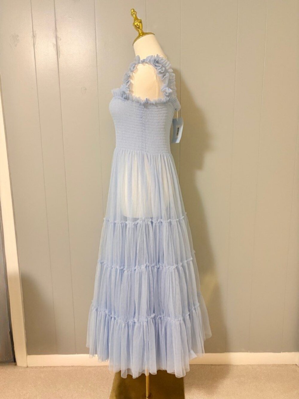 Hill House Collector's Edition Tulle Ellie Nap Dress Powder Blue Medium Sheer - Picture 13 of 15